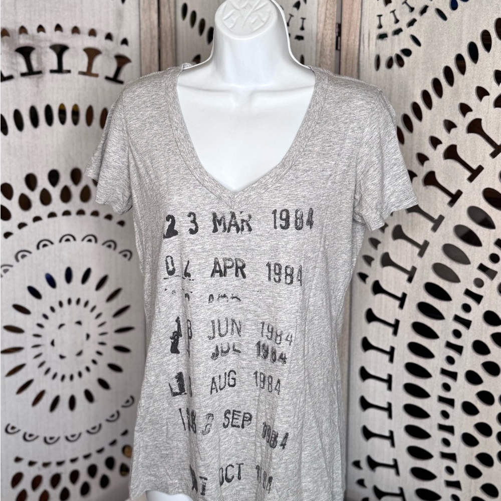 Out of Print Light Gray Library Card Date Graphic Women's Tee